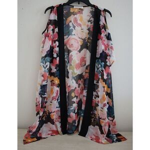 Fortune Swimwear Women's One Size Garden Floral Cold Shoulder Kimono Cover Up